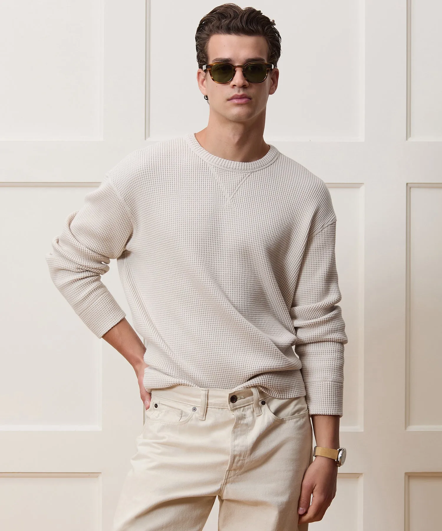 Portuguese Cotton Waffle Crewneck sold by Todd Snyder product image thumbnail 2