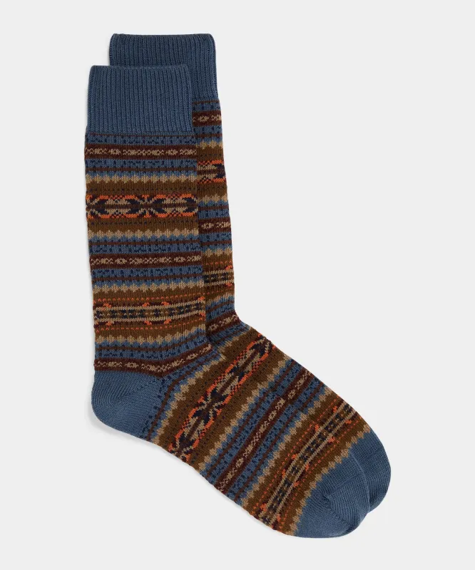 Cotton Fair Isle Sock made by Todd Snyder