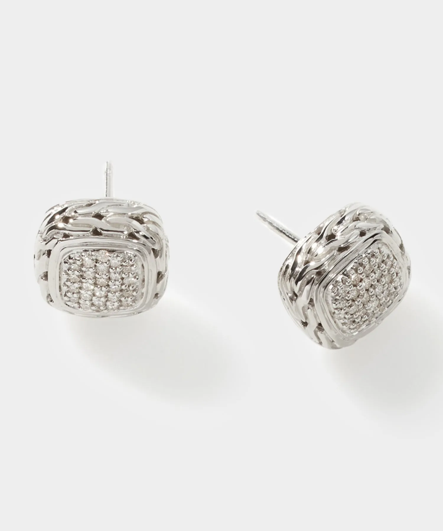 John Hardy Sterling Silver Carved Chain Stud Earring with Diamonds sold by Todd Snyder product image thumbnail 2