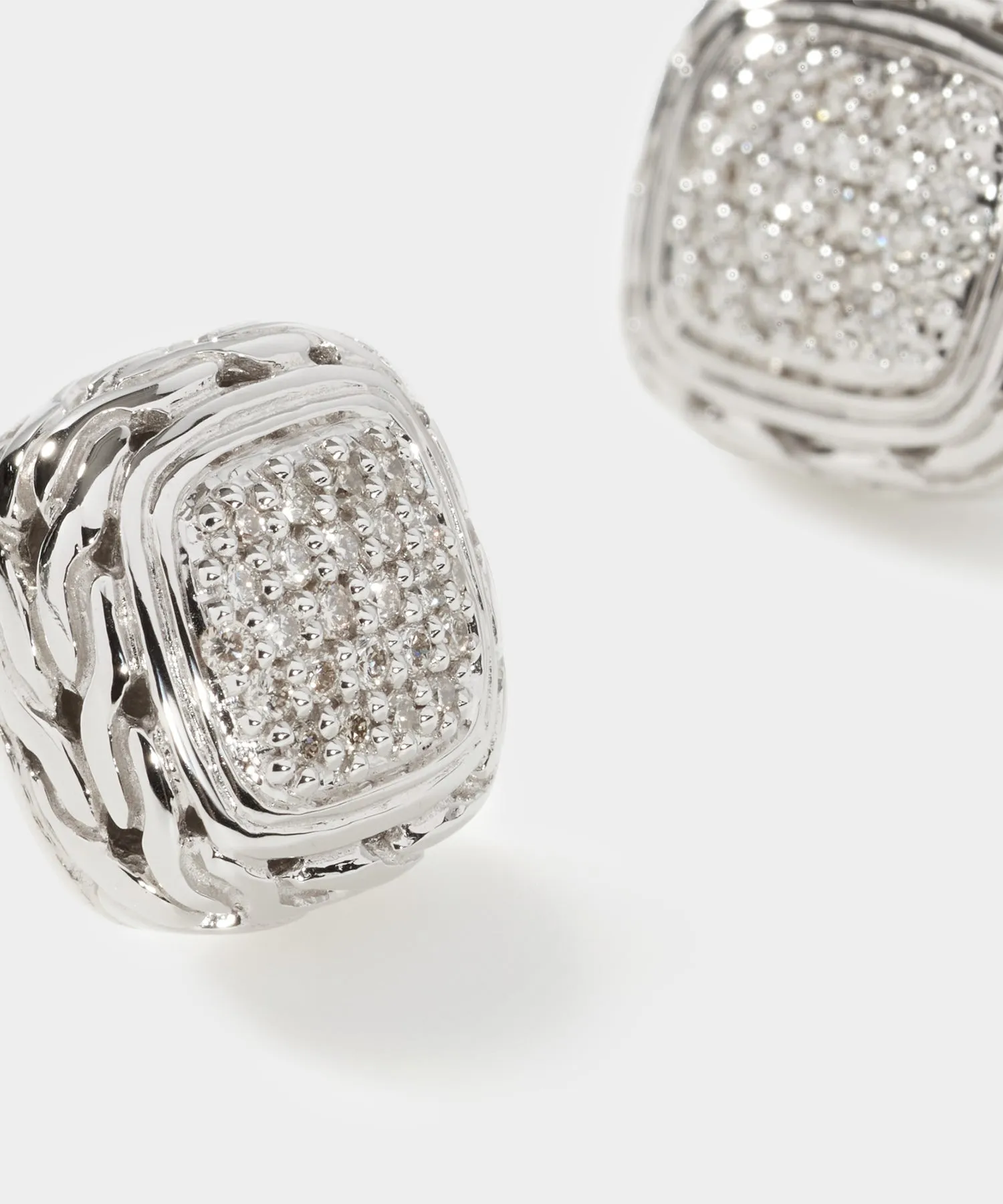 John Hardy Sterling Silver Carved Chain Stud Earring with Diamonds sold by Todd Snyder product image thumbnail 3