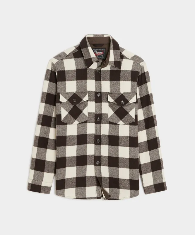 Todd Snyder X Woolrich Cashmere Shirt Jacket in Brown Plaid sold by Todd Snyder
