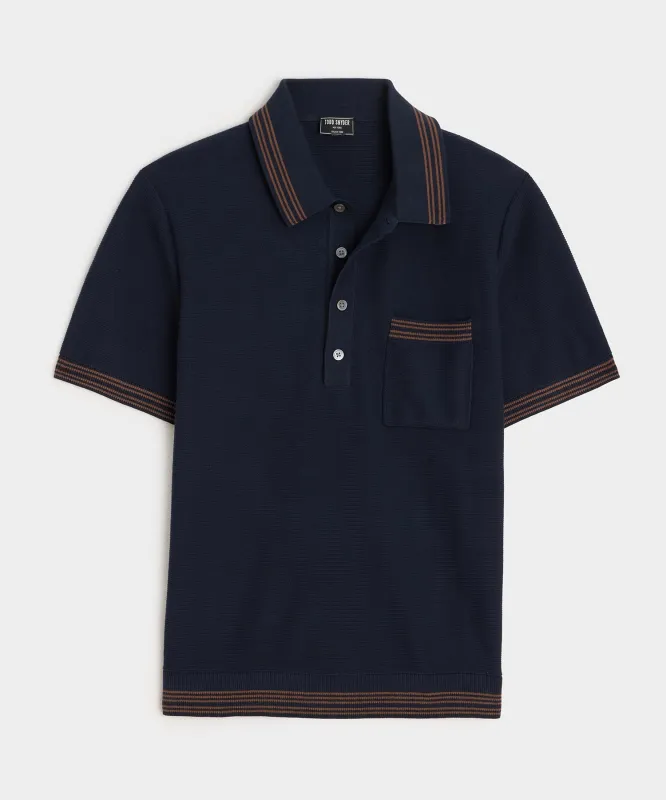 Tipped Waffle Sweater Polo sold by Todd Snyder