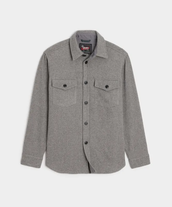 Todd Snyder X Woolrich Cashmere Shirt Jacket in Grey sold by Todd Snyder