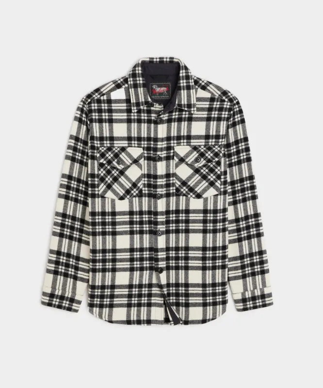 Todd Snyder X Woolrich Cashmere Shirt Jacket in Black Plaid sold by Todd Snyder