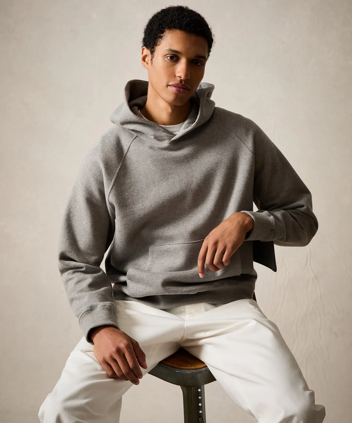 Cotton-Camelhair Fleece Hoodie in Grey Heather sold by Todd Snyder product image thumbnail 2