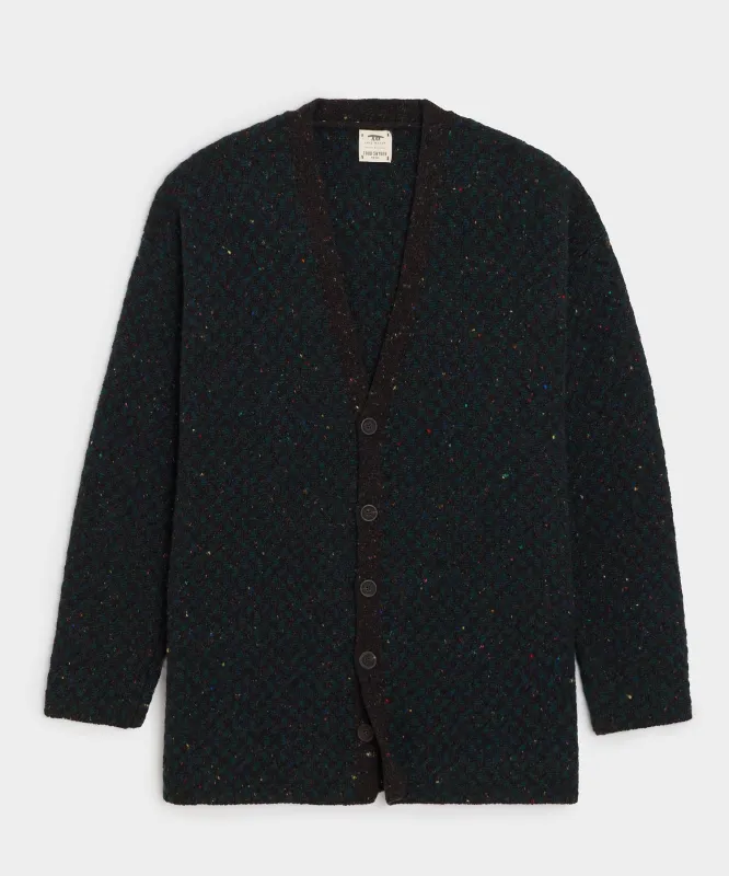 Inis Meáin Merino-Cashmere V-Neck Cardigan in Charcoal sold by Todd Snyder