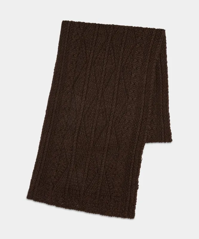 Inis Meáin Aran Cable Scarf in Brown sold by Todd Snyder