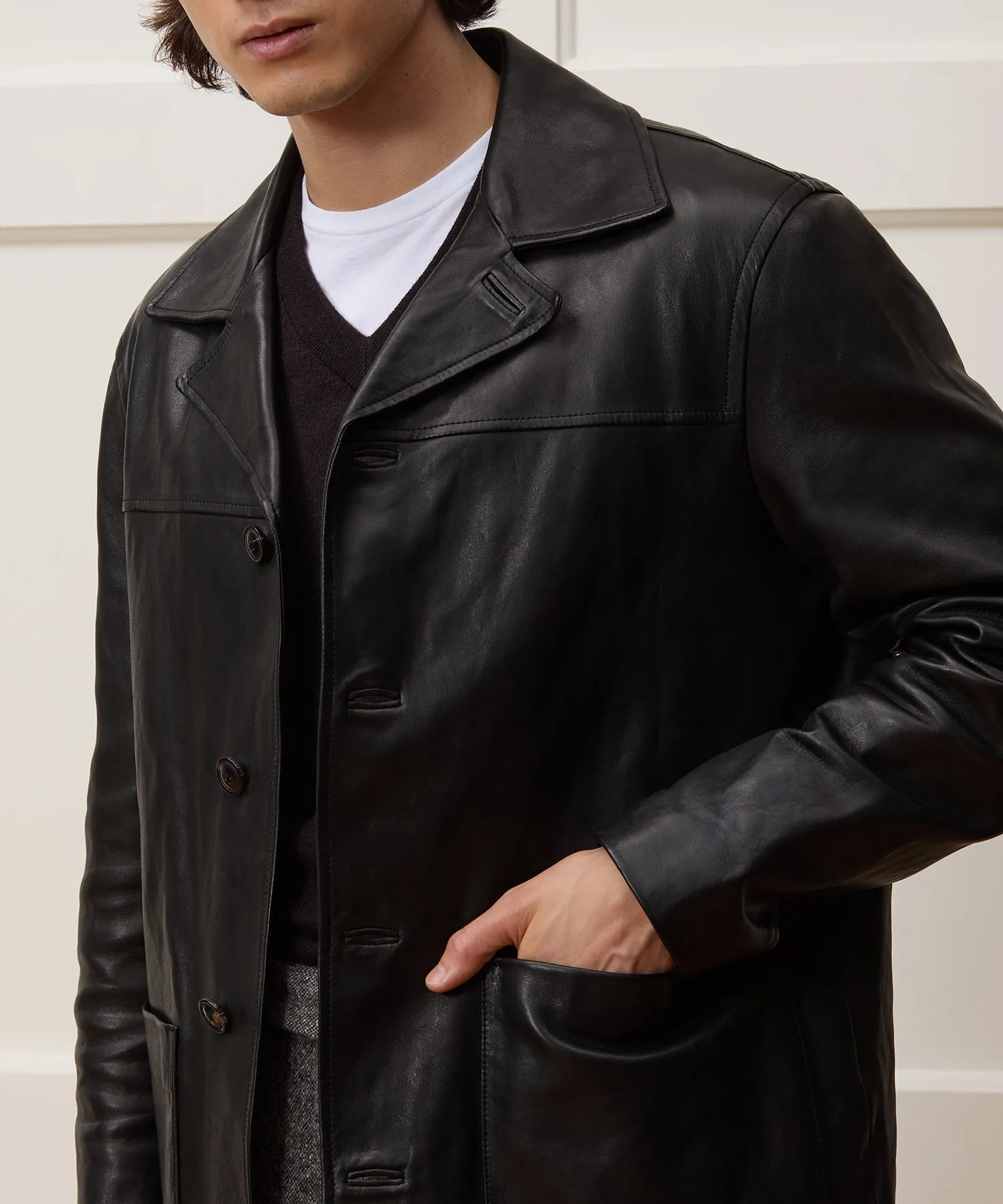 Italian Leather Cafe Jacket sold by Todd Snyder product image thumbnail 3
