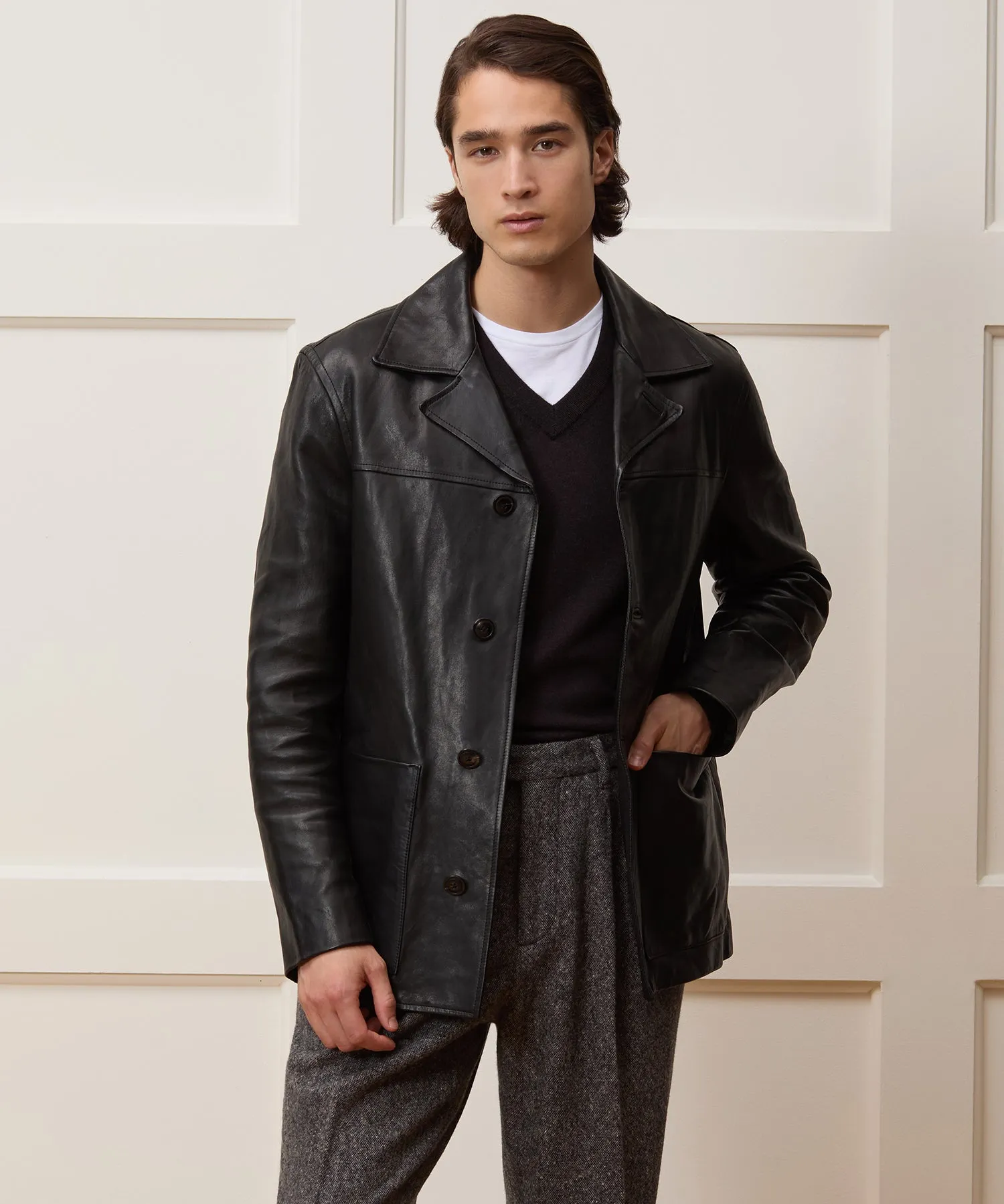 Italian Leather Cafe Jacket sold by Todd Snyder product image thumbnail 2