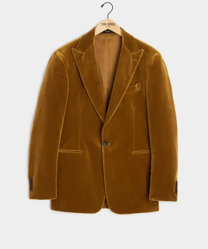 Italian Velvet Peak Lapel Dinner Jacket in Brass sold by Todd Snyder