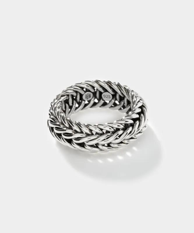 John Hardy Wide Kami Chain Sterling Silver Band Ring sold by Todd Snyder
