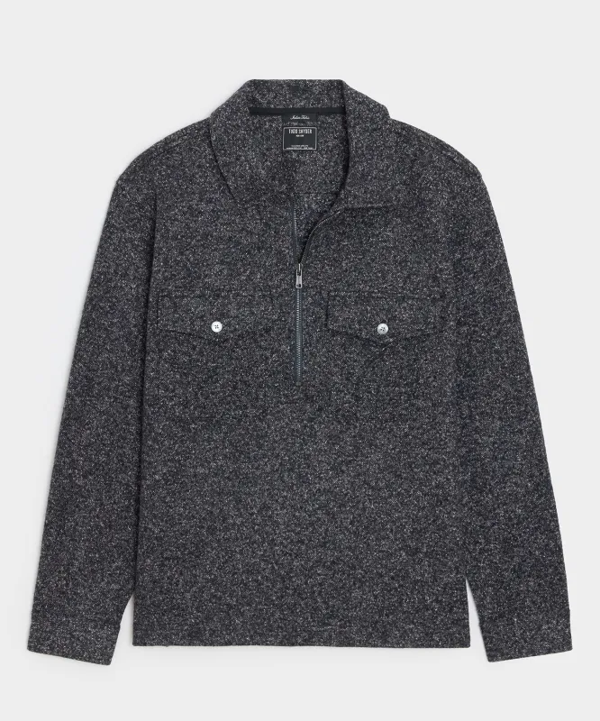 Relaxed Wool-Silk Quarter-Zip Polo sold by Todd Snyder