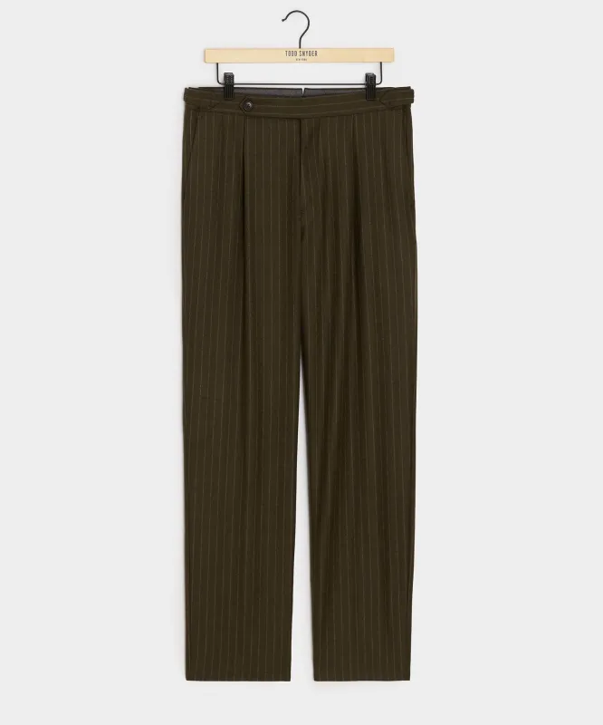 Italian Flannel Pinstripe Side Tab Trouser sold by Todd Snyder