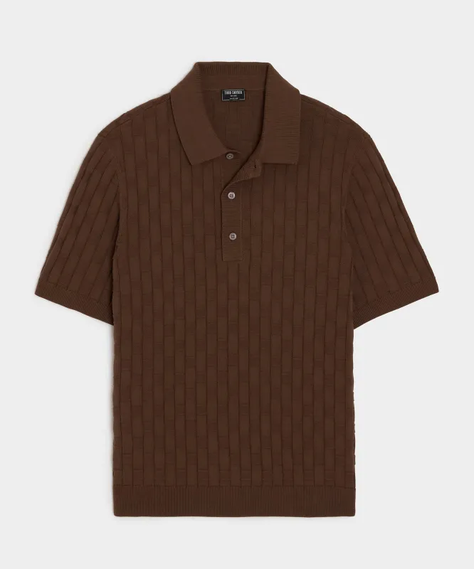 Relaxed Cotton Basketweave Sweater Polo sold by Todd Snyder