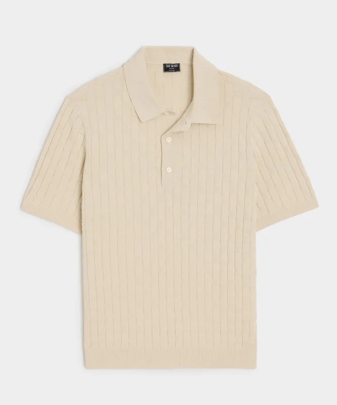 Relaxed Cotton Basketweave Sweater Polo sold by Todd Snyder