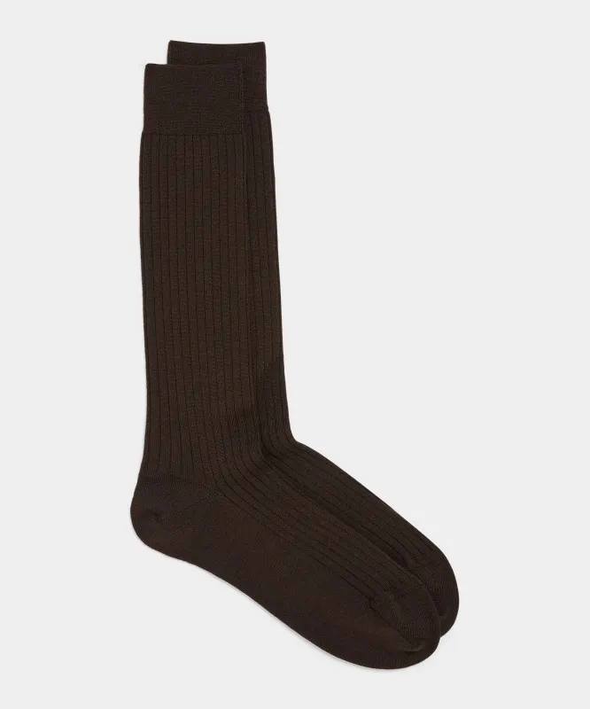 Merino Dress Sock in Brown sold by Todd Snyder