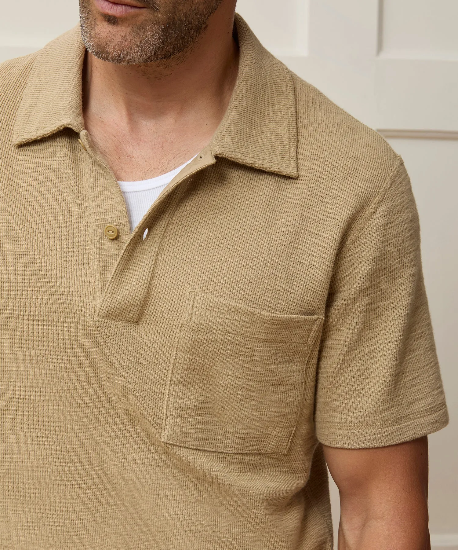 Lightweight Mini Waffle Polo sold by Todd Snyder product image thumbnail 4