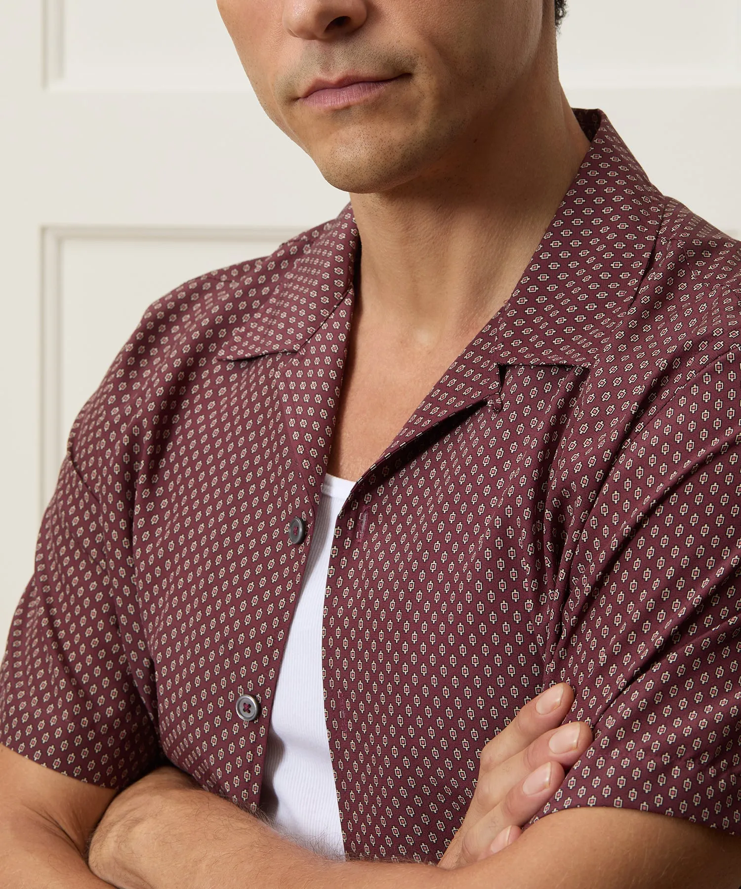 Cropped Silk Geo Camp Collar Shirt sold by Todd Snyder product image thumbnail 4