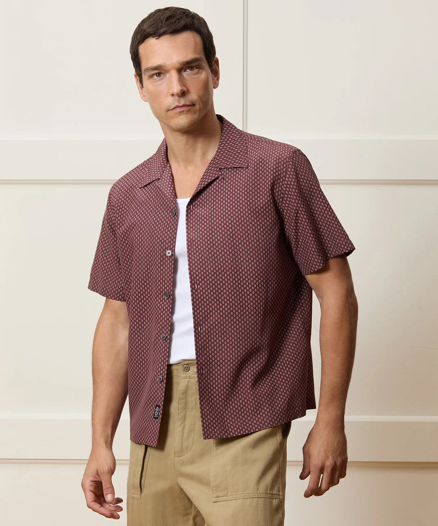 Cropped Silk Geo Camp Collar Shirt sold by Todd Snyder product image thumbnail 2