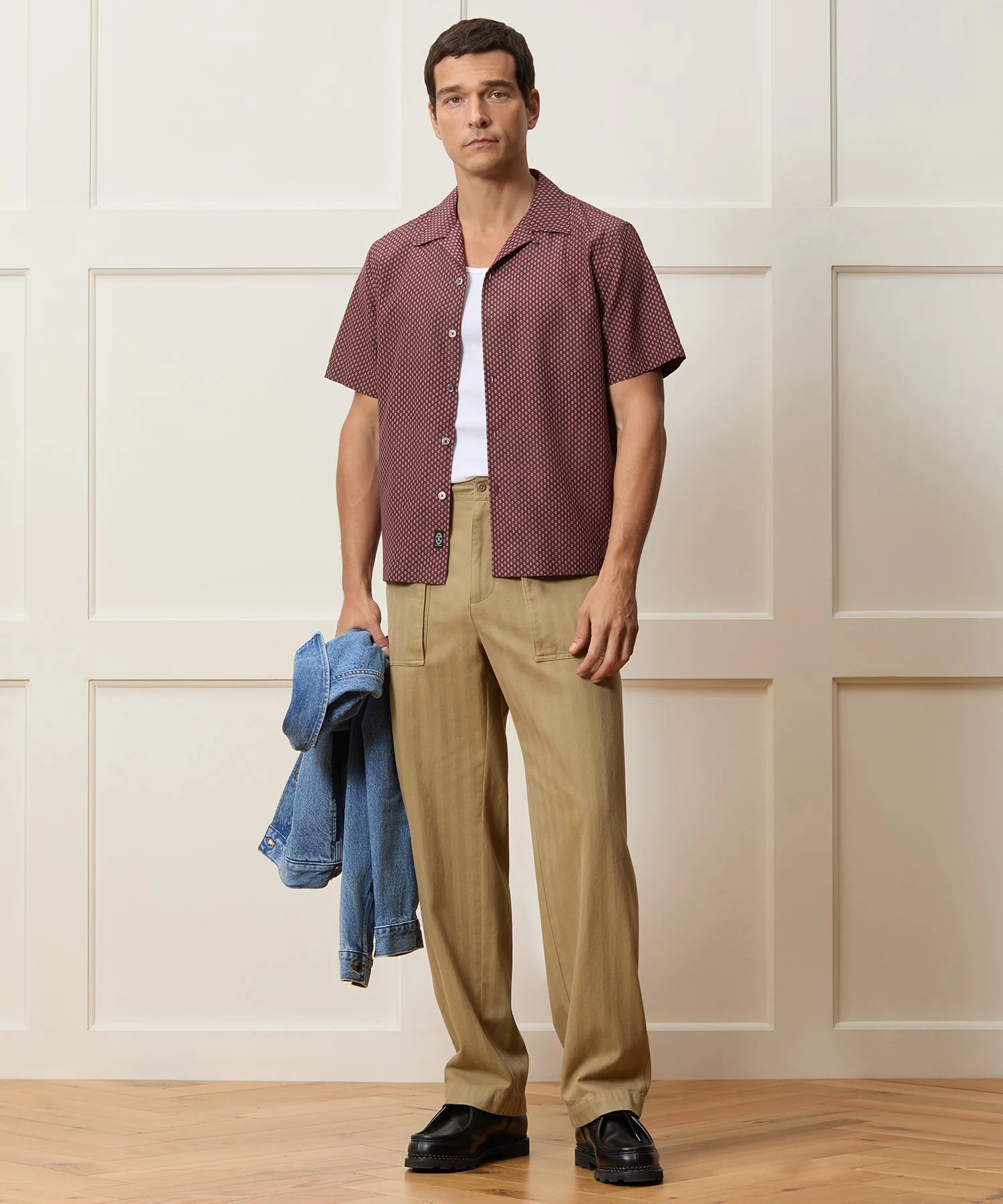 Cropped Silk Geo Camp Collar Shirt sold by Todd Snyder product image thumbnail 3