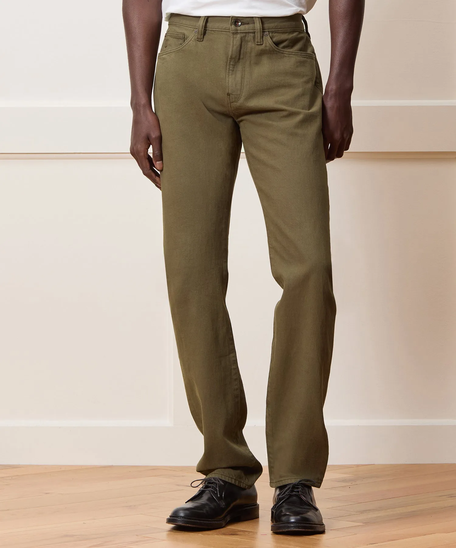 Slim Garment-Dyed Jean in Olive sold by Todd Snyder product image thumbnail 2