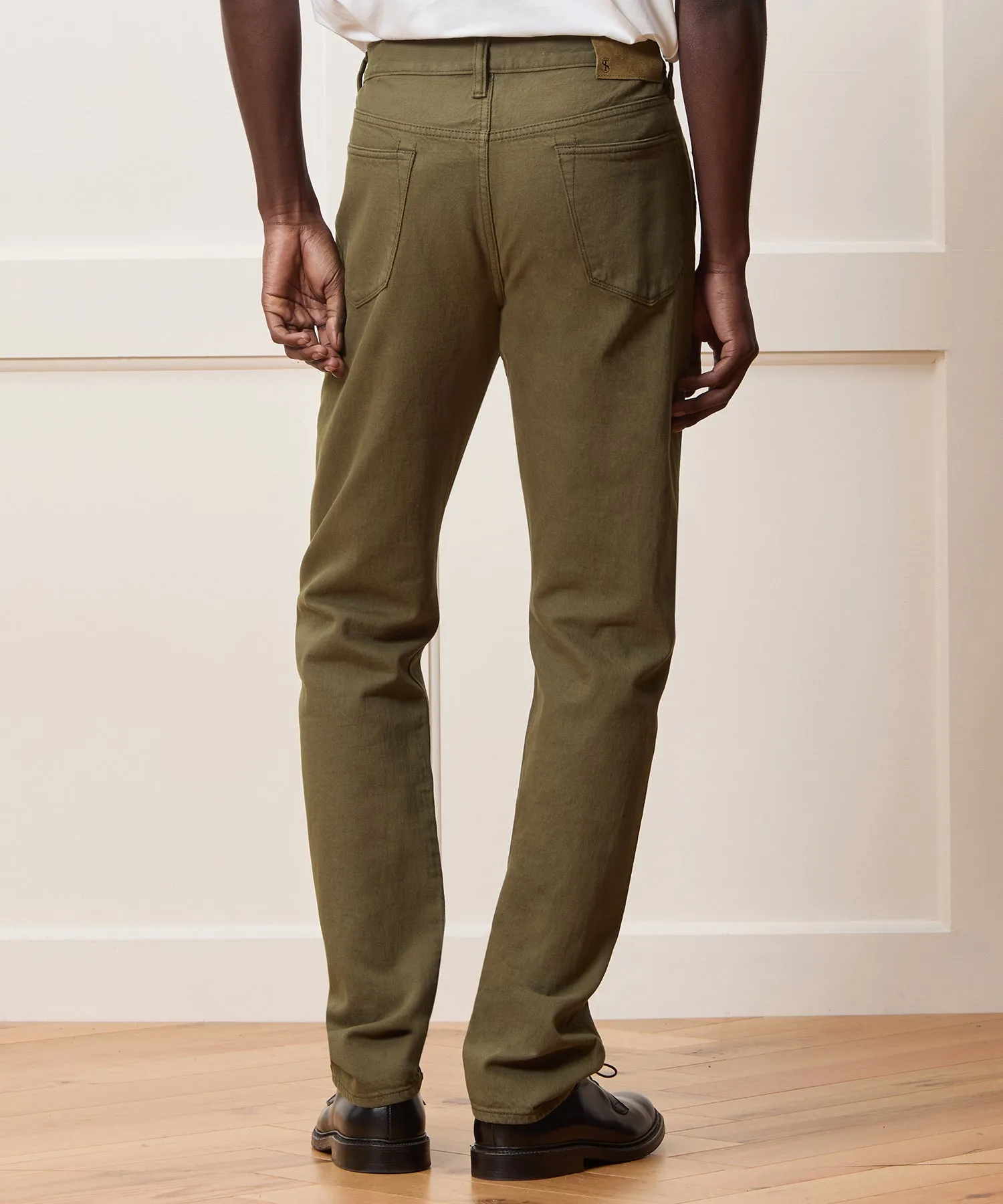 Slim Garment-Dyed Jean in Olive sold by Todd Snyder product image thumbnail 5