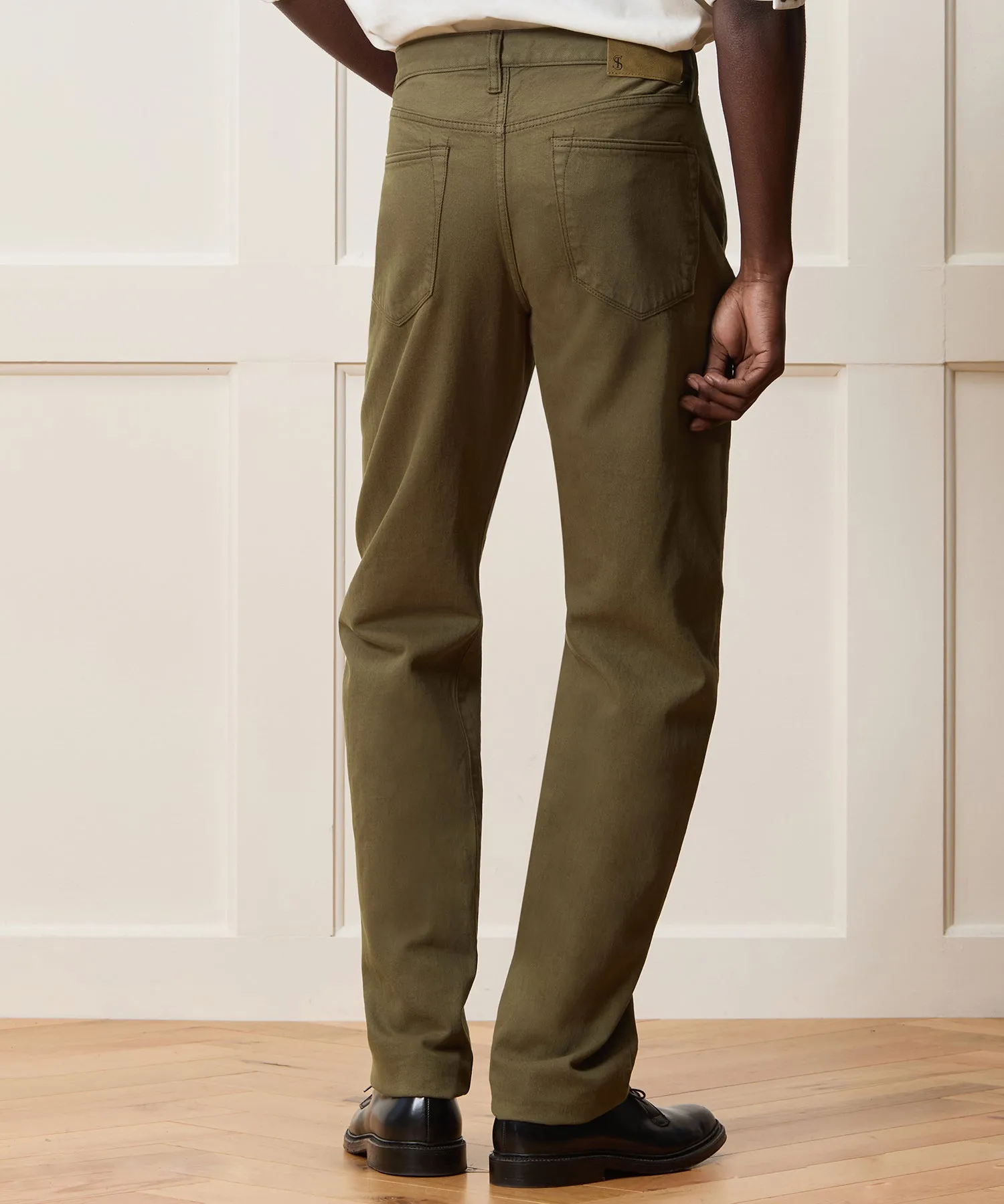 Straight Garment-Dyed Jean in Olive sold by Todd Snyder product image thumbnail 4