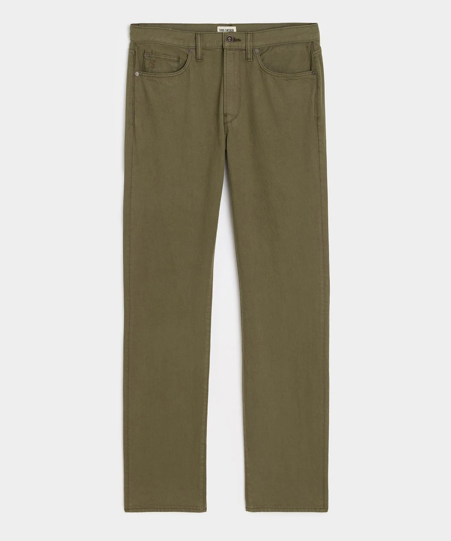Straight Garment-Dyed Jean in Olive sold by Todd Snyder