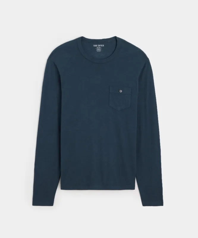 Made in L.A. Homespun Slub Pocket Tee in Original Navy made by Todd Snyder
