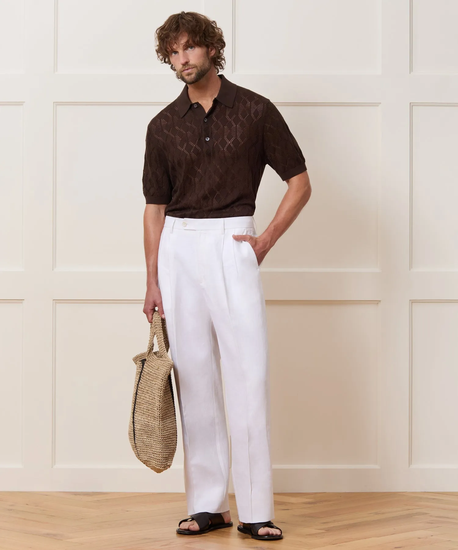 Silk-Cotton Diamond Sweater Polo sold by Todd Snyder product image thumbnail 3