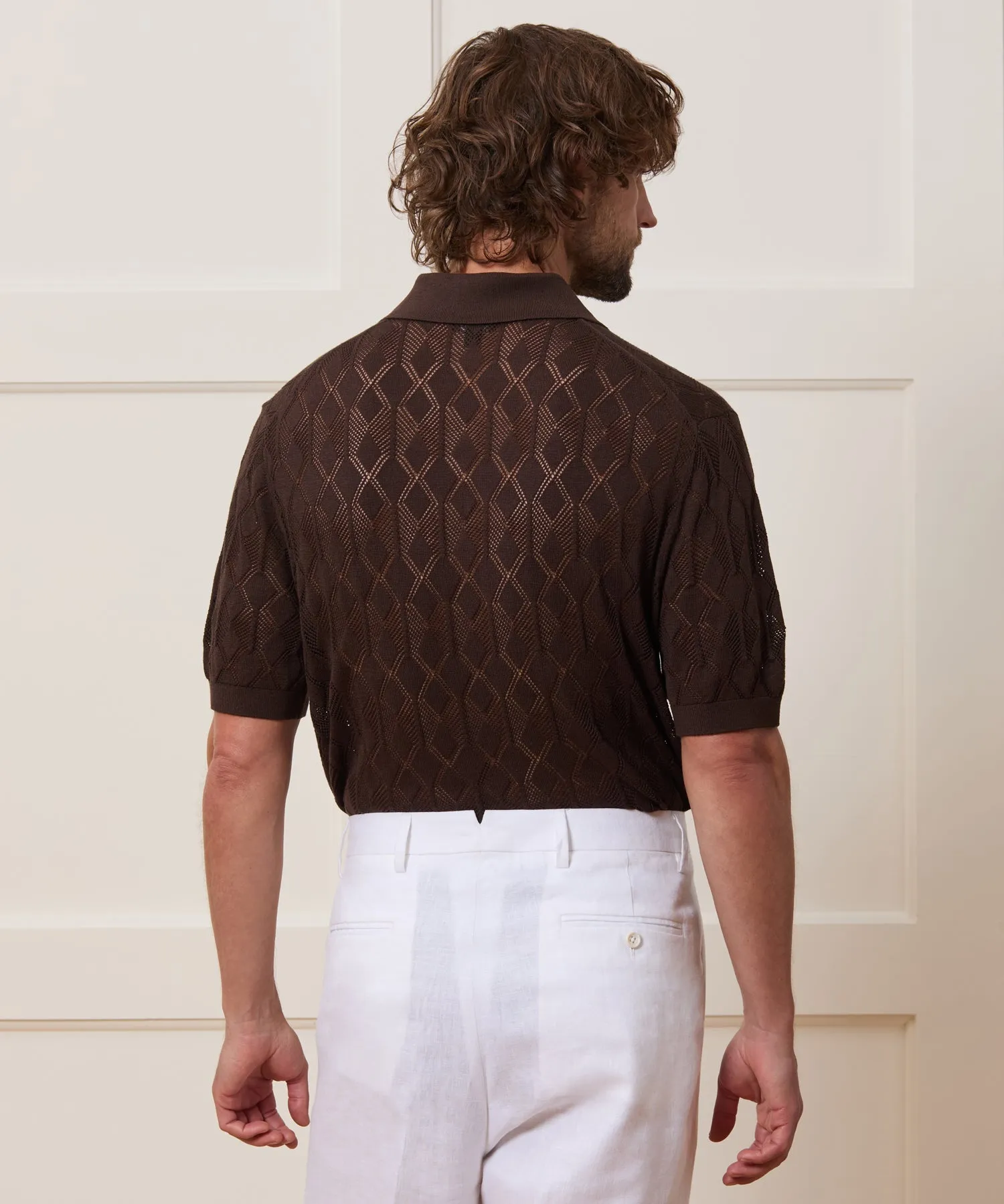 Silk-Cotton Diamond Sweater Polo sold by Todd Snyder product image thumbnail 5