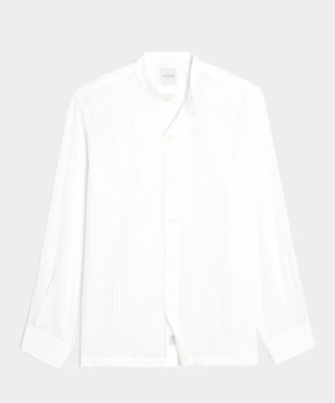 Relaxed Cotton-Silk Band Collar Shirt sold by Todd Snyder
