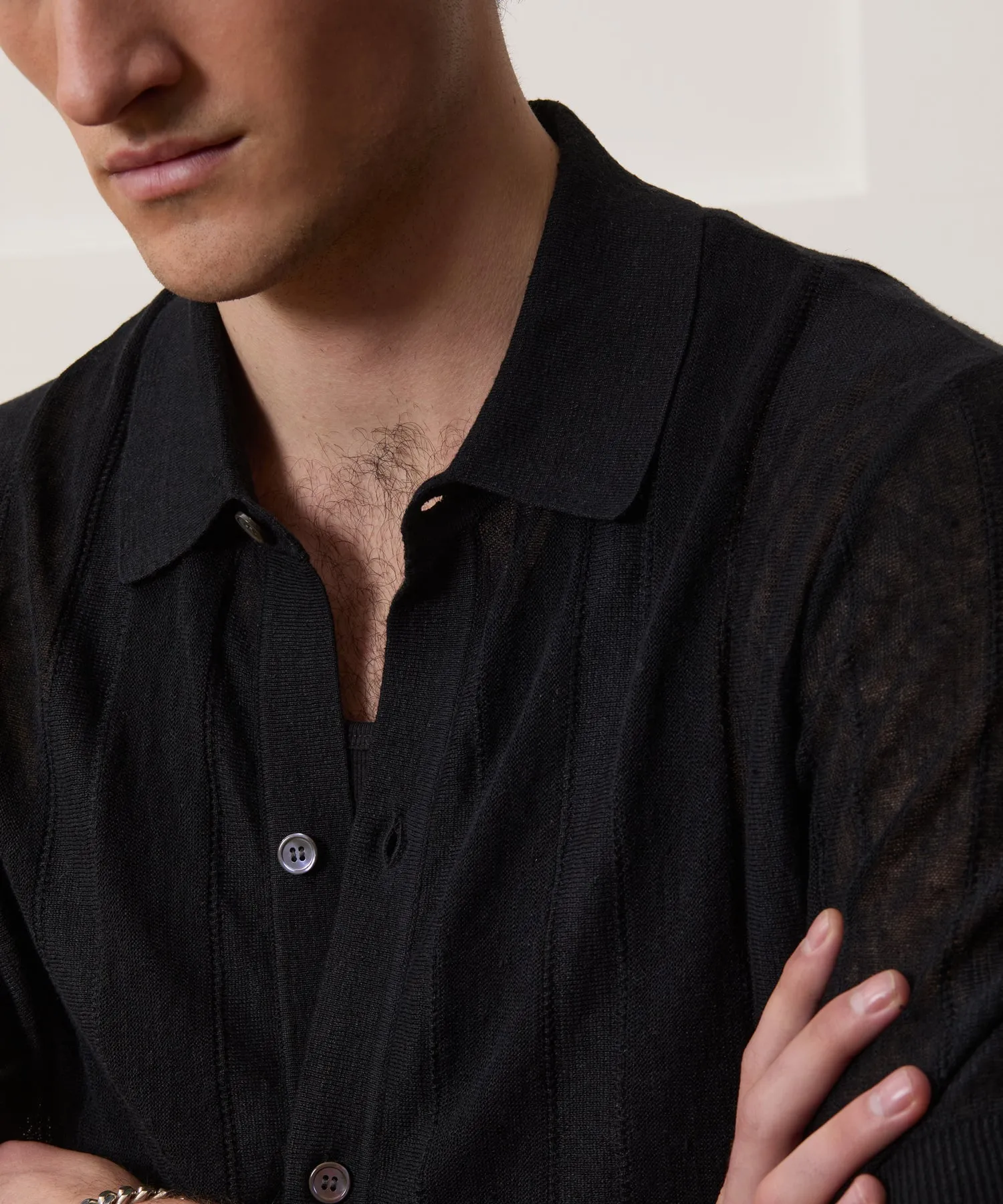 Italian Linen Sweater Polo sold by Todd Snyder product image thumbnail 4