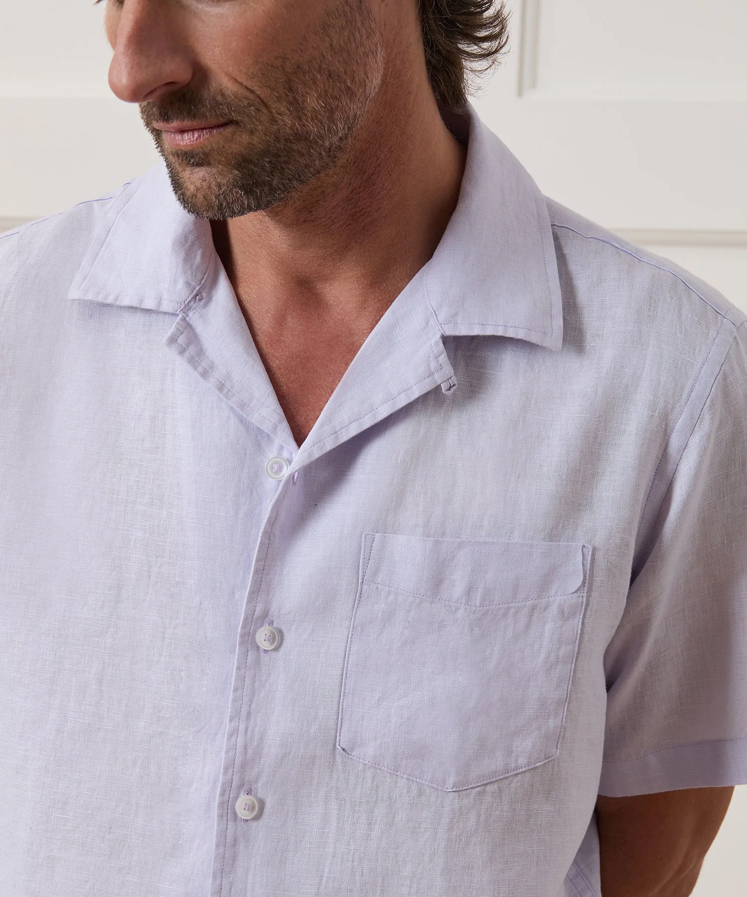 Cropped Sea Soft Irish Linen Camp Collar Shirt sold by Todd Snyder product image thumbnail 3