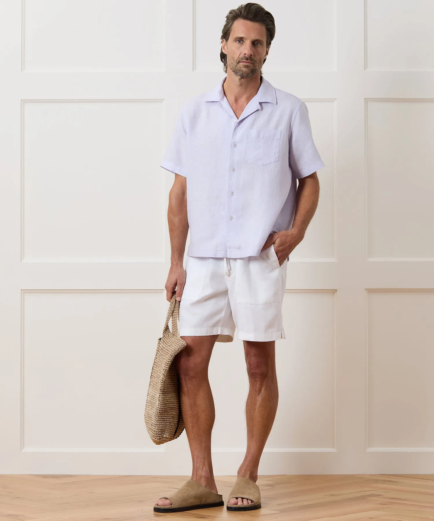 Cropped Sea Soft Irish Linen Camp Collar Shirt sold by Todd Snyder product image thumbnail 5