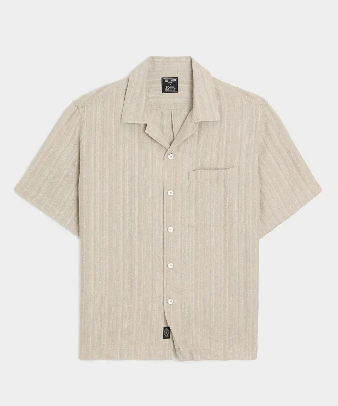 Textured Cropped Sea Soft Irish Linen Camp Collar Shirt sold by Todd Snyder