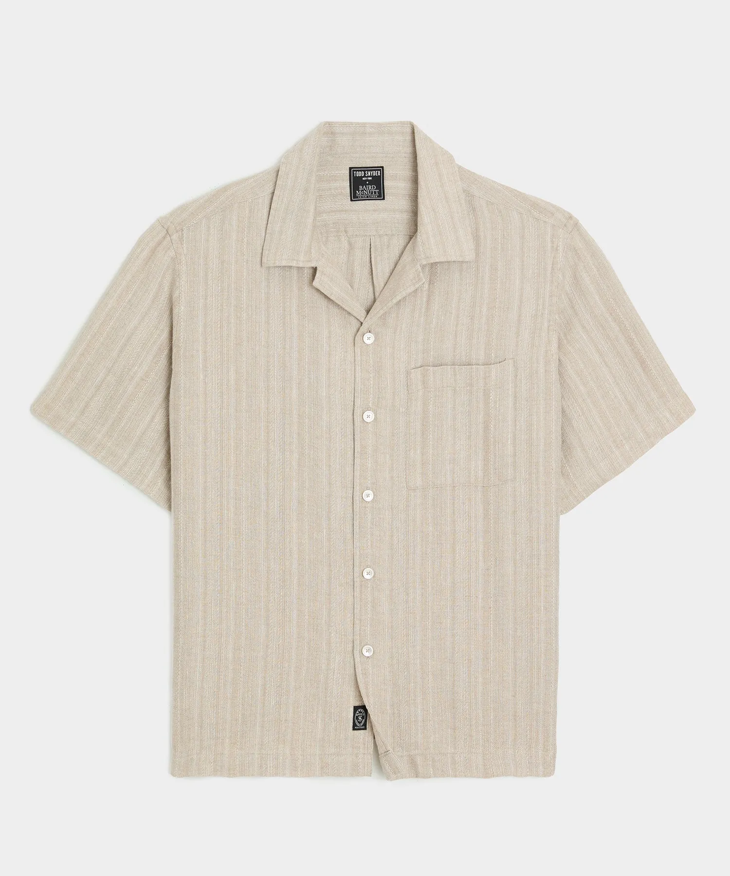 Textured Cropped Sea Soft Irish Linen Camp Collar Shirt sold by Todd Snyder