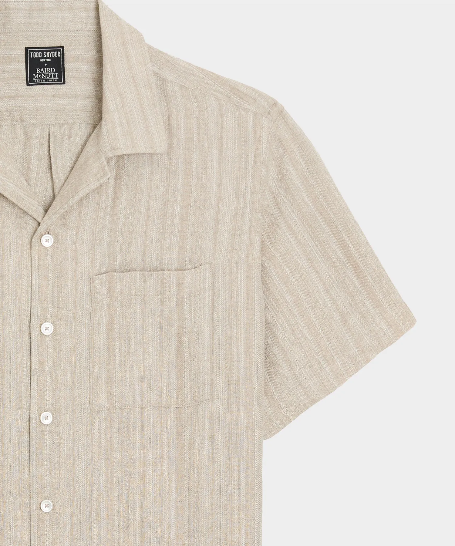Textured Cropped Sea Soft Irish Linen Camp Collar Shirt sold by Todd Snyder product image thumbnail 5