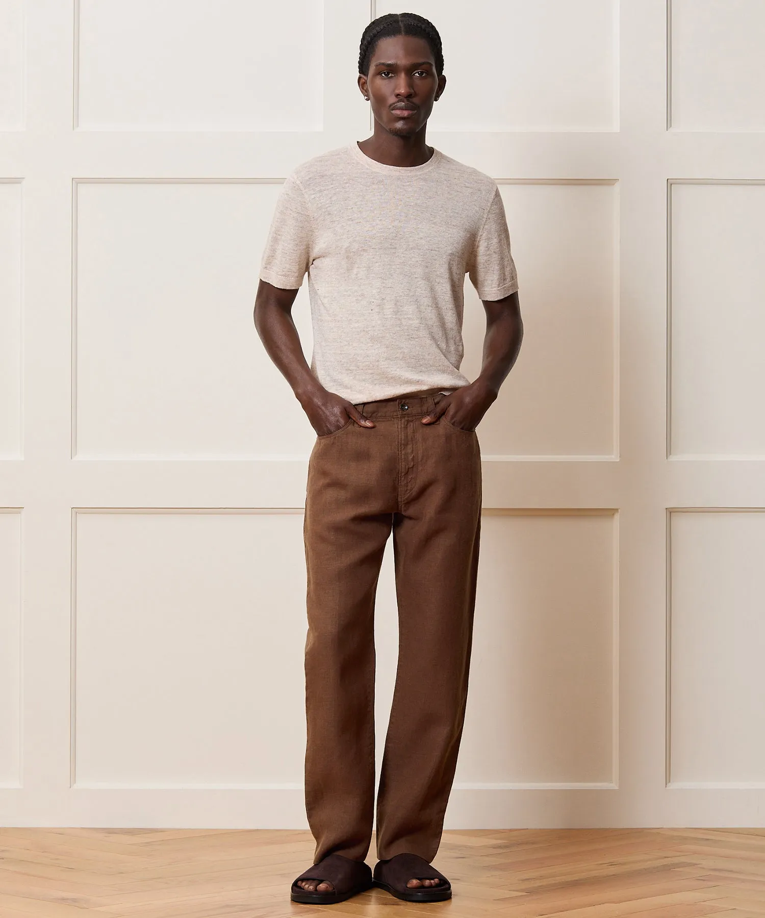 Straight Fit 5-Pocket Linen Pant sold by Todd Snyder product image thumbnail 4