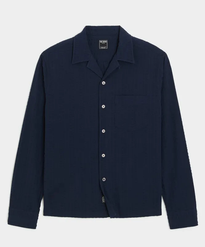 Cropped Seersucker Camp Collar Shirt sold by Todd Snyder