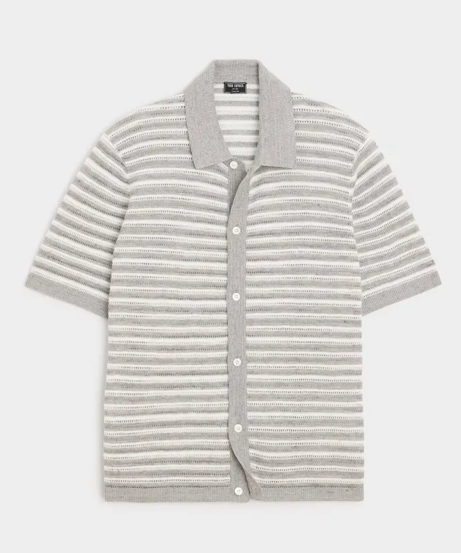 Cropped Pointelle Linen Sweater Polo sold by Todd Snyder