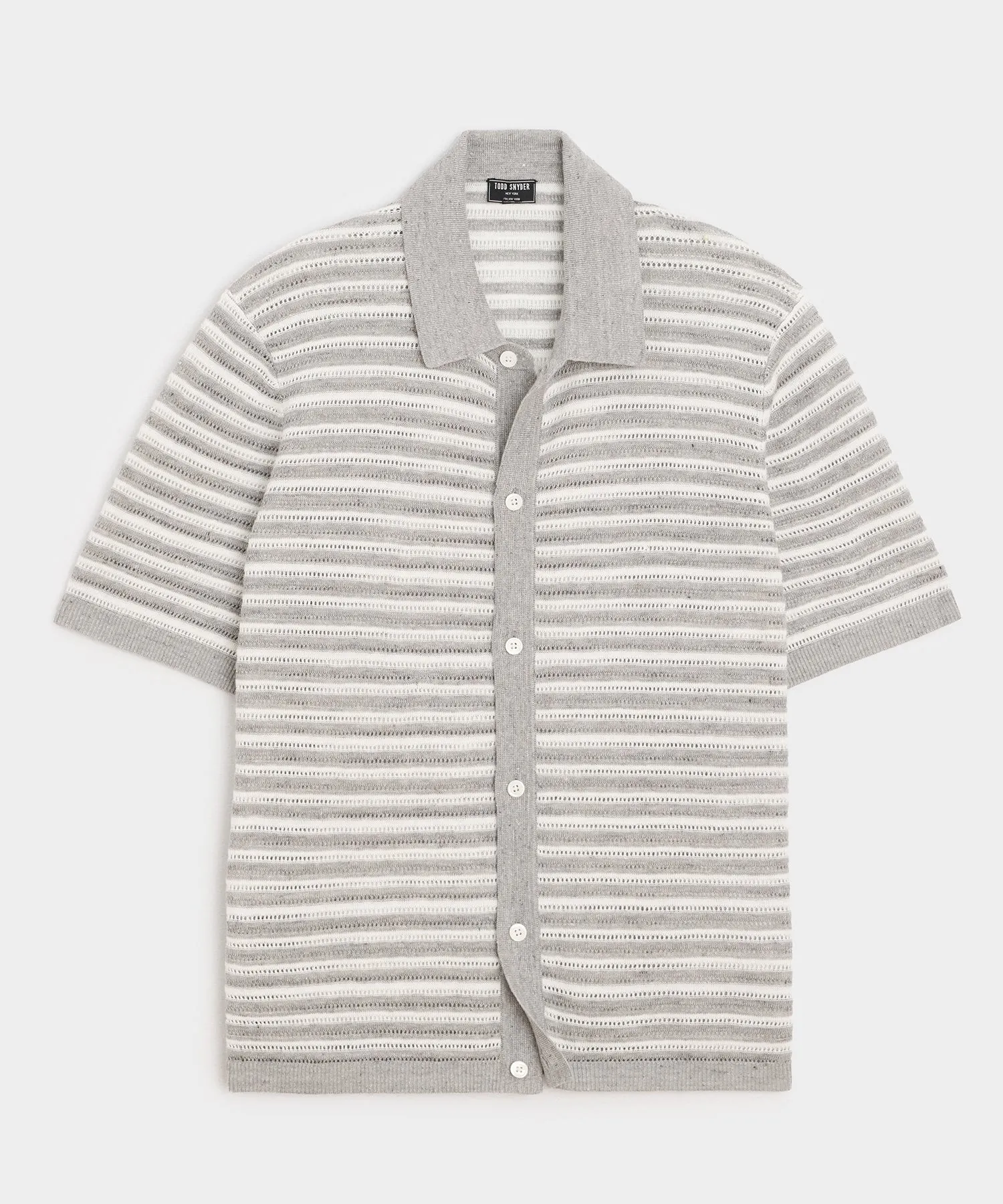 Cropped Pointelle Linen Sweater Polo sold by Todd Snyder