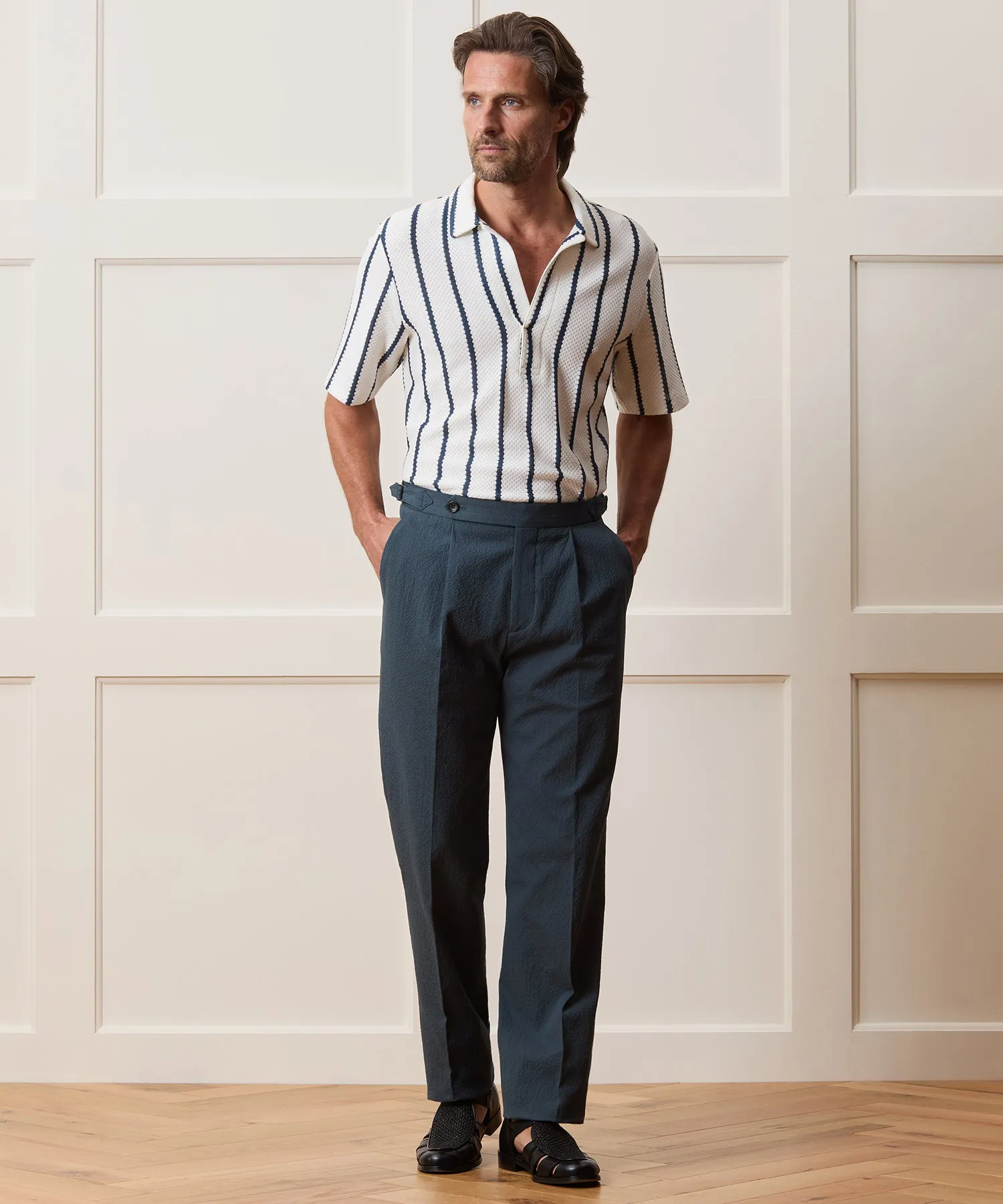 Italian Seersucker Side Tab Trouser sold by Todd Snyder product image thumbnail 4