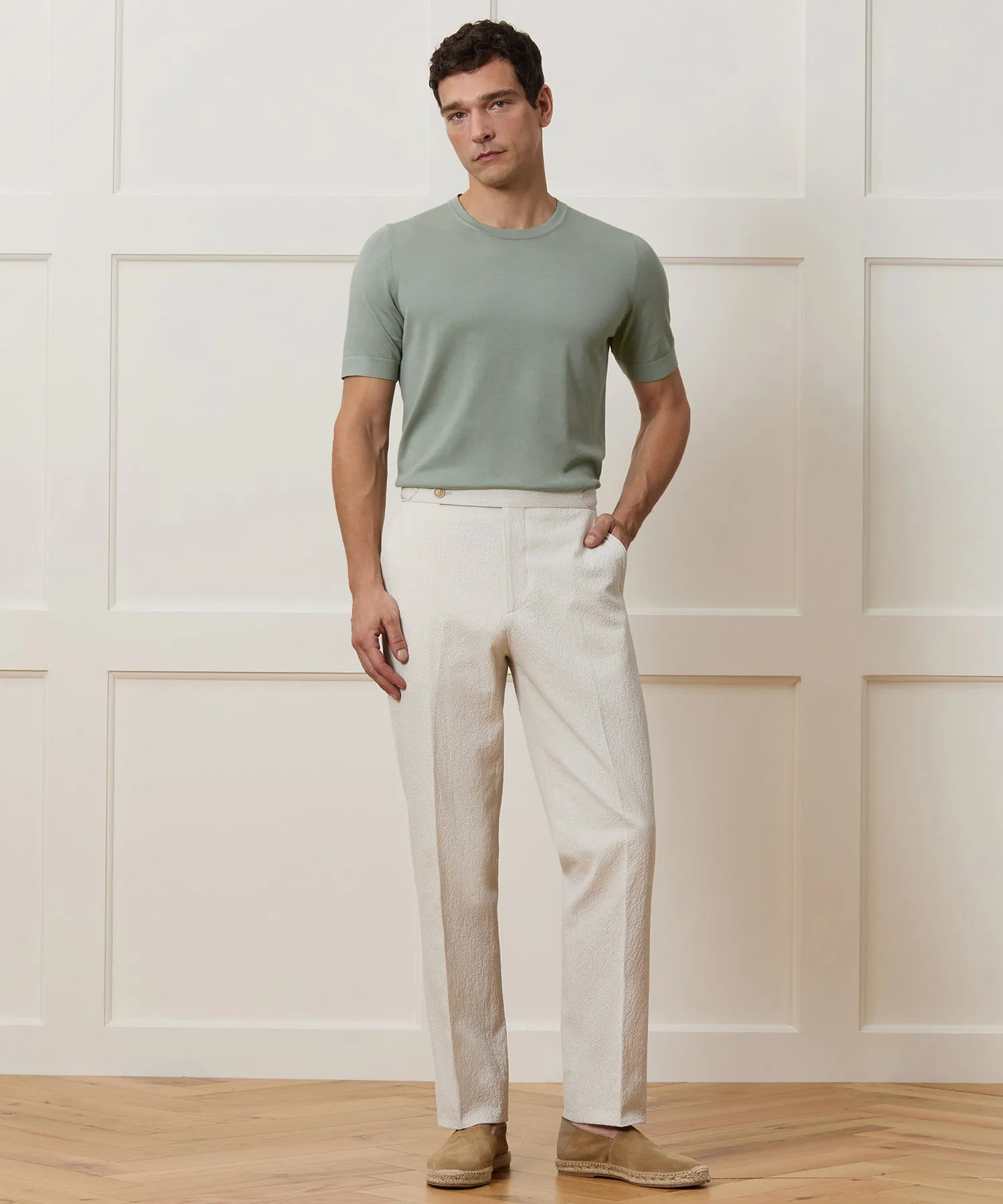 Italian Seersucker Side Tab Trouser sold by Todd Snyder product image thumbnail 5