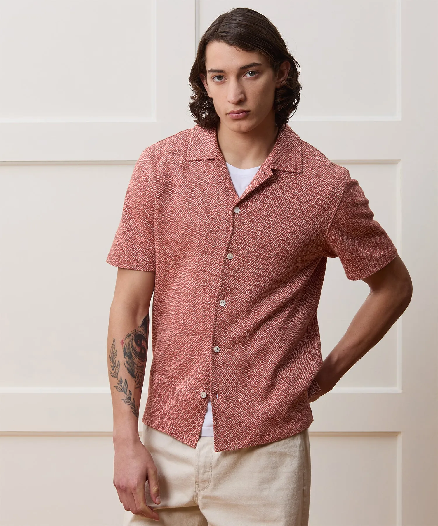 Jacquard Linen-Cotton Polo sold by Todd Snyder product image thumbnail 2