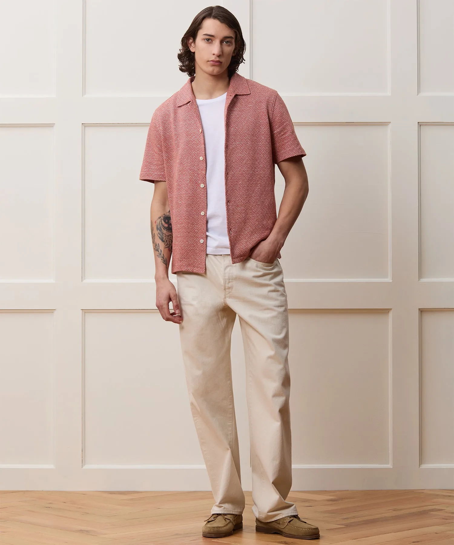 Jacquard Linen-Cotton Polo sold by Todd Snyder product image thumbnail 3