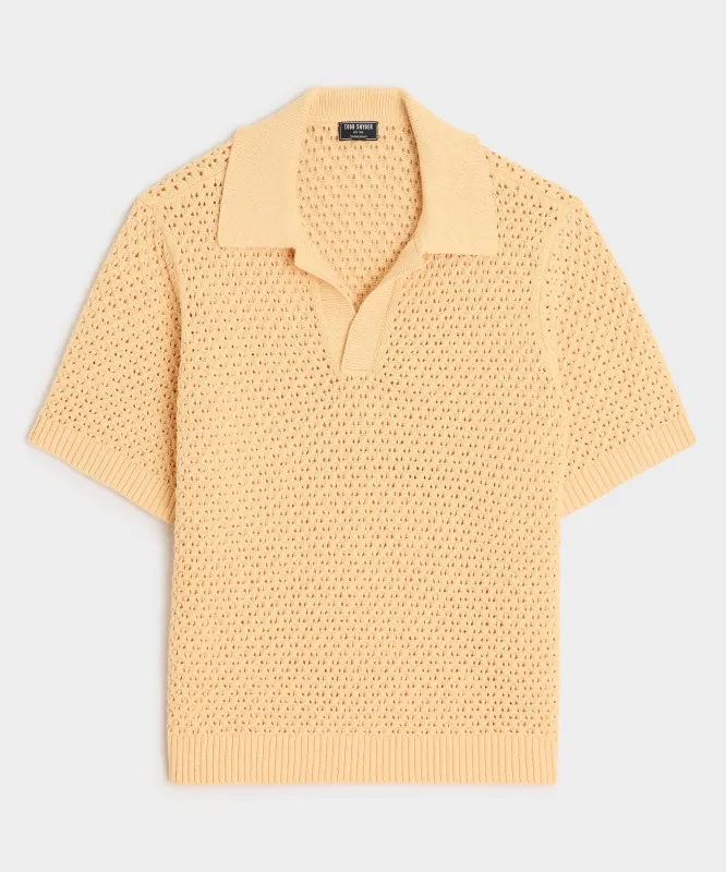 Relaxed Open-Knit Montauk Sweater Polo sold by Todd Snyder