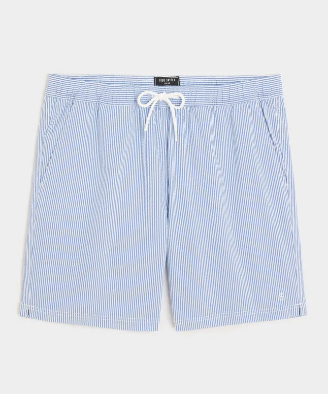 7" Seersucker Montauk Swim Trunk sold by Todd Snyder