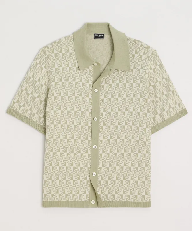 Silk-Cotton Full-Placket Sweater Polo sold by Todd Snyder