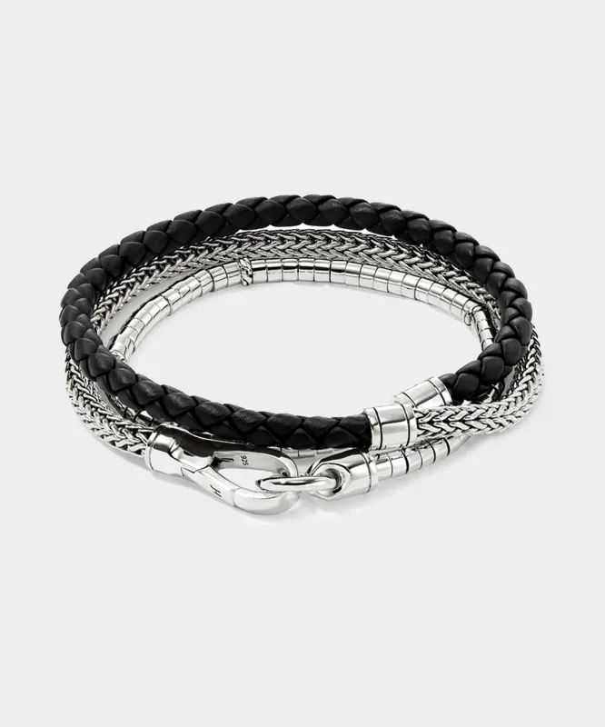 John Hardy Heishi Silver Triple Wrap Bracelet sold by Todd Snyder